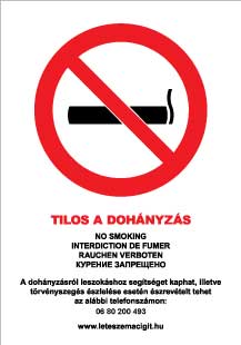 Tilos a dohányzás (5 nyelvű)
