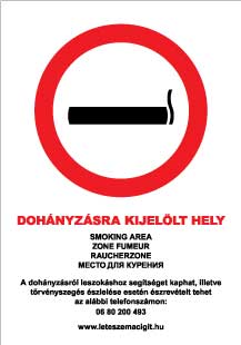 Dohányzásra kijelölt hely (5 nyelvű