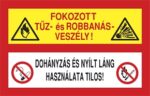 Fokozott tűz- és robbanásveszély! Dohányzás és nyílt láng használata tilos!