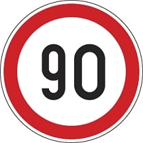 90 km/h - biztonsági jel, jelzés, jelölés